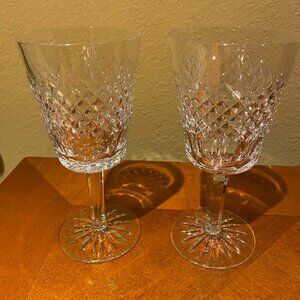 Vintage Waterford Alana Claret Cut Crystal Wine Glasses Pattern Retired Set of 2